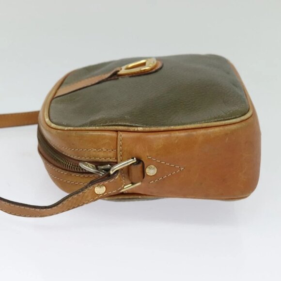 CELINE Shoulder Bag Leather Khaki Gold Auth BA2573 - Picture 6 of 16